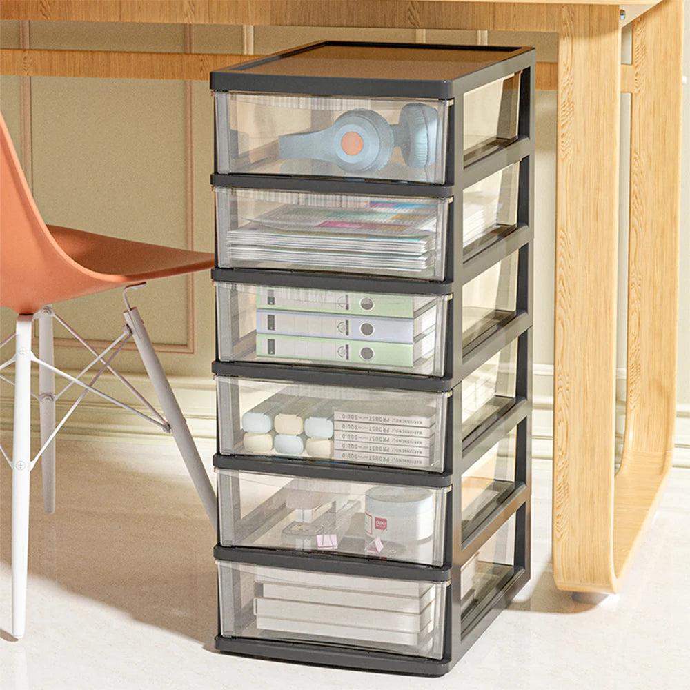 Clear Desktop Storage Box with Drawer – Heightened Organiser for Stationery & Cosmetics