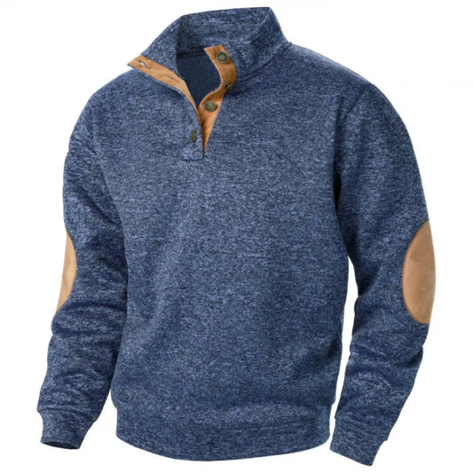 Men's Patchwork Contrast Colour Stand-Collar Sweatshirt Hoodie
