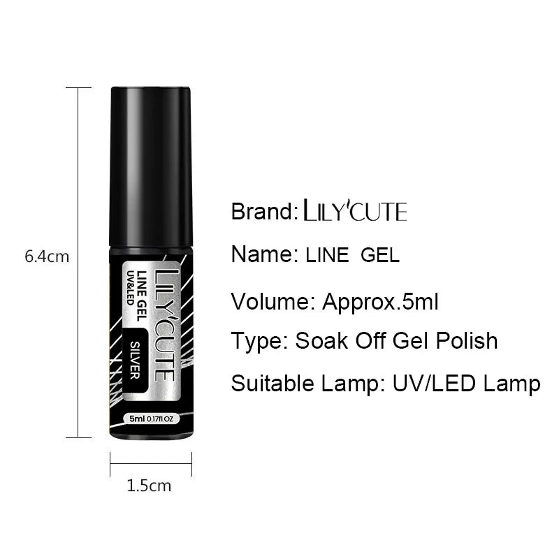 Silver Metallic Gel Nail Polish Liner – Super Bright Mirror Pull Line Art Pen