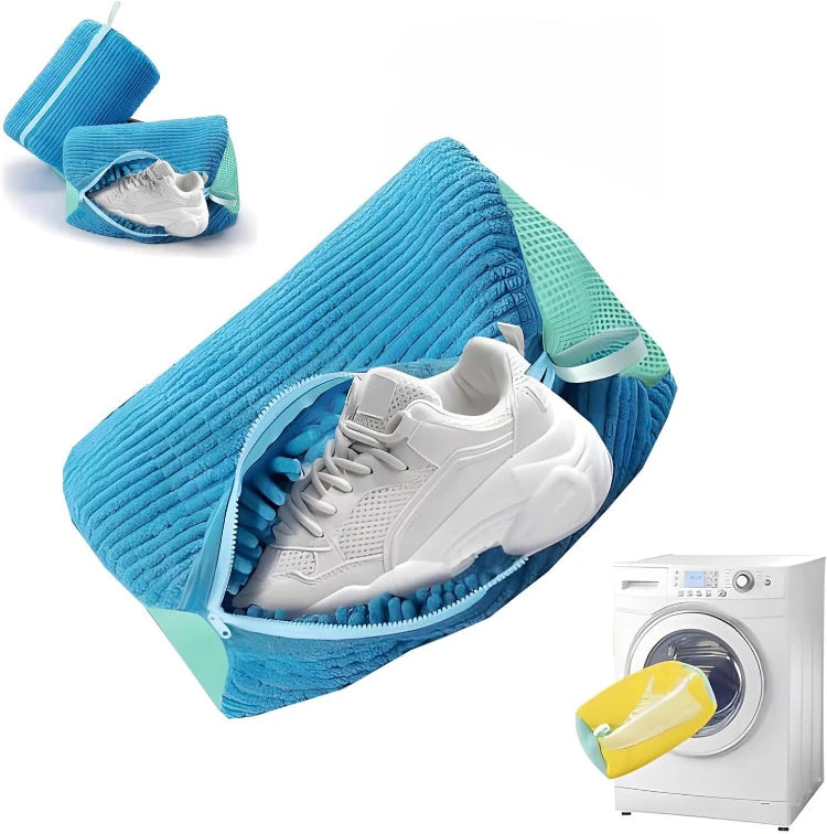Durable Mesh Shoe Wash Bag with Zipper & Plush Lining - Protects Sneakers/Casual Shoes in Washing Machine, Reusable Laundry Bag