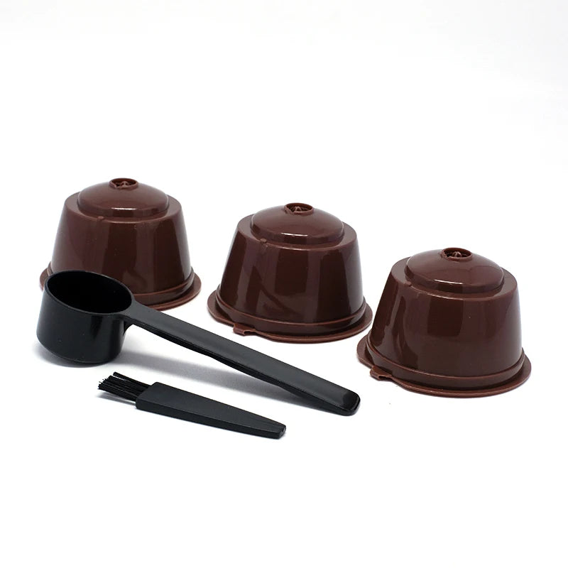 Reusable Dolce Gusto Coffee Capsule Filters – Set of 3 with Spoon & Brush