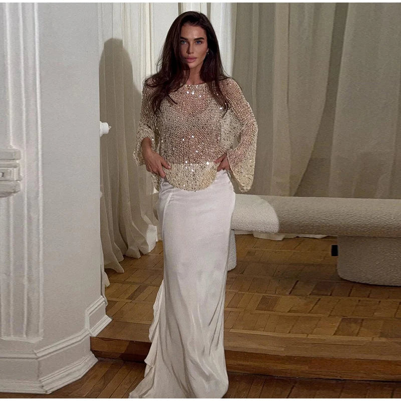 Lace Sheer Sweetheart Neck Maxi Dress Long Sleeve Corset Waist Mermaid Hem Bridal Gown 2026 Summer Elegant Form-Fitting Dresses