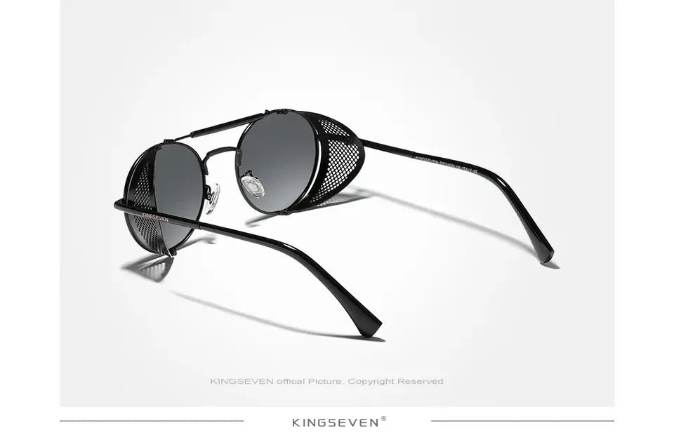 KINGSEVEN Retro Gothic Steampunk Sunglasses Polarized UV400 Men Women Fashion Vintage Eyewear Round Frame Fishing Male Glasses