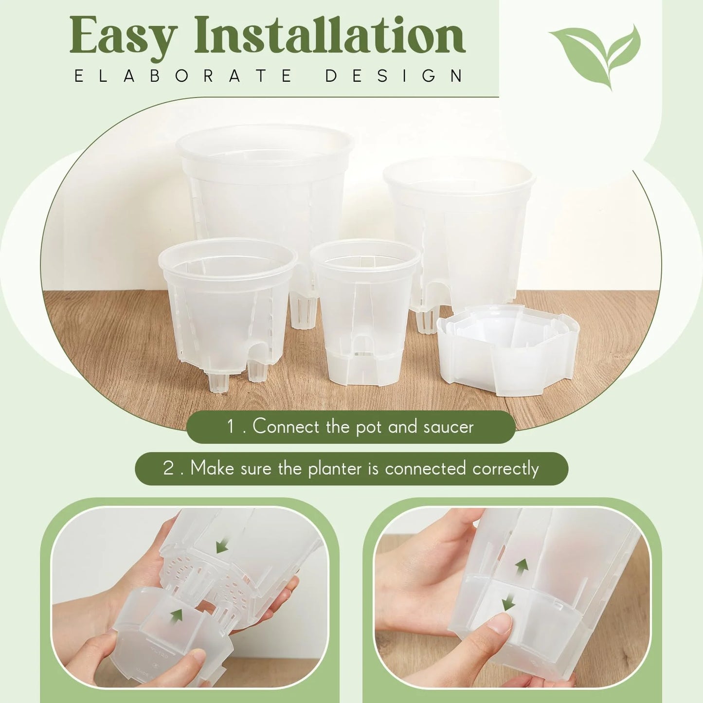 5-Piece Self-Watering Transparent Pots with Reservoir – Indoor Orchid & Bonsai Planters