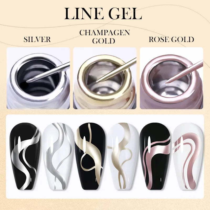 Silver Metallic Gel Nail Polish Liner – Super Bright Mirror Pull Line Art Pen