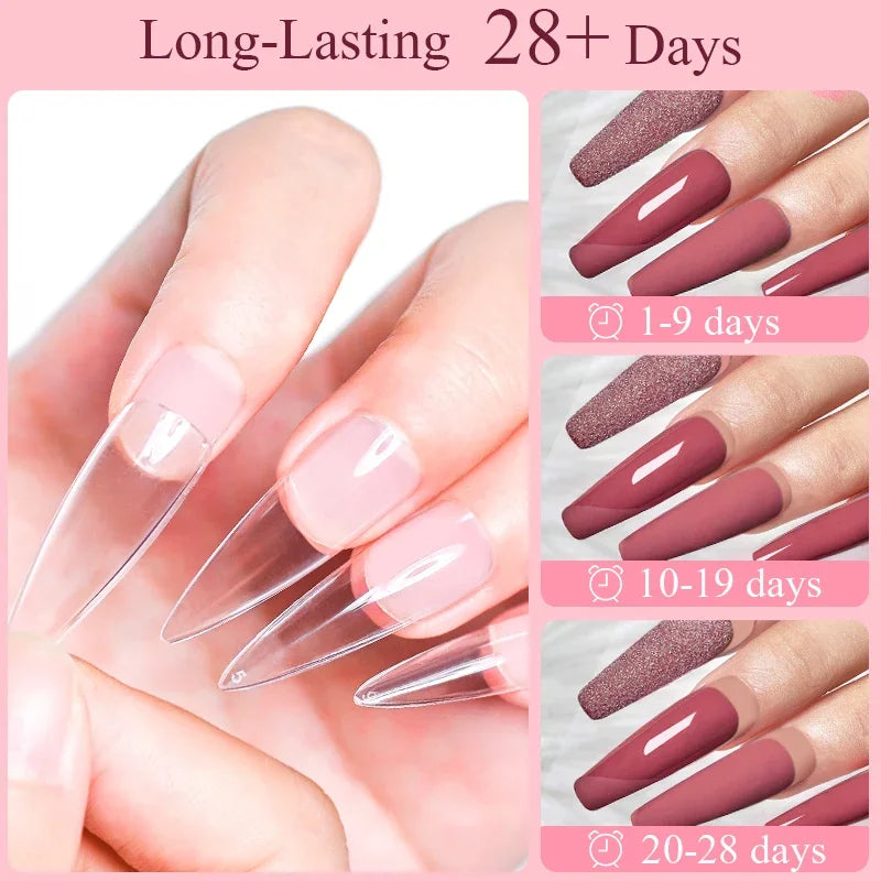 3 IN 1 Soft Nail Tips Gel Transparent Nail Tips Gel For False Nails Extension Strong Adhesive Tip Glue UV LED Soak Off Manicure