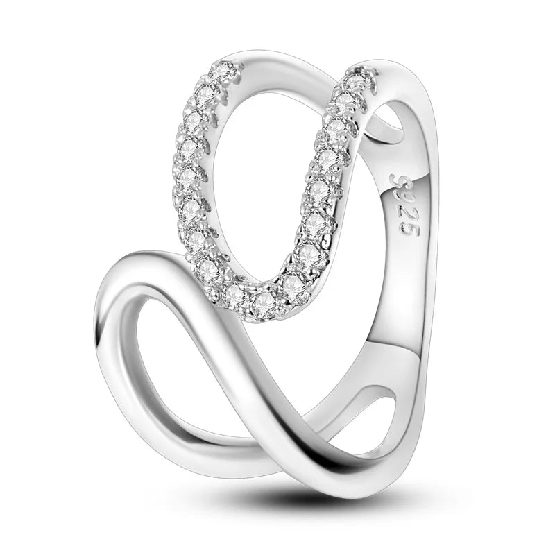 925 Silver Zircon Star Geometric Ring – Romantic Engagement Jewelry