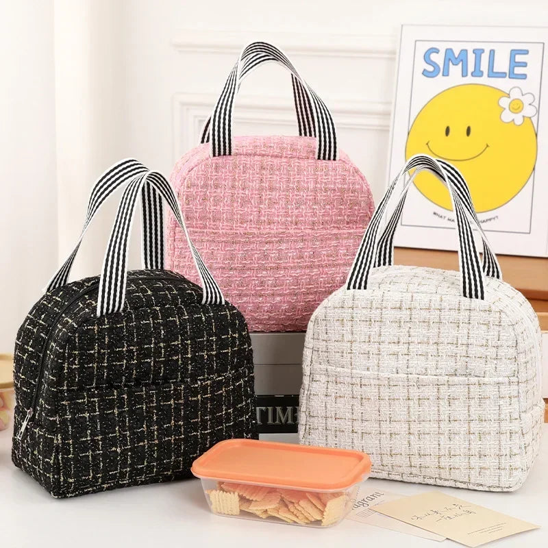 Ins Fashion Tote Lunchbox Thermal Bag Women Men Bento Storage Insulated Lunch Bag Portable Cooler Picnic Insulation Bags Handbag