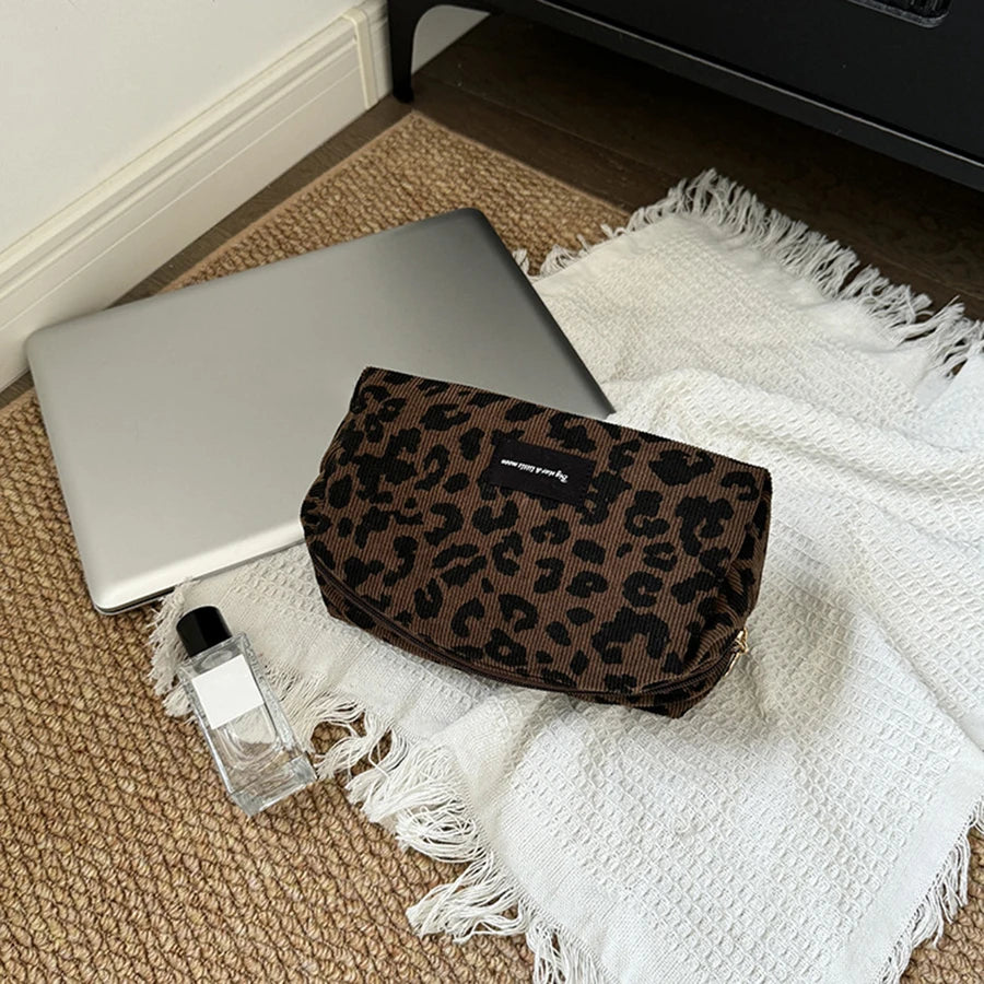 Leopard Print Large Capacity Makeup Bag – Lipstick Organiser Cosmetic Storage Pouch