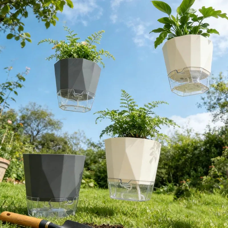 Self-Watering Plant Pot with Clear Reservoir – Breathable Indoor Planter