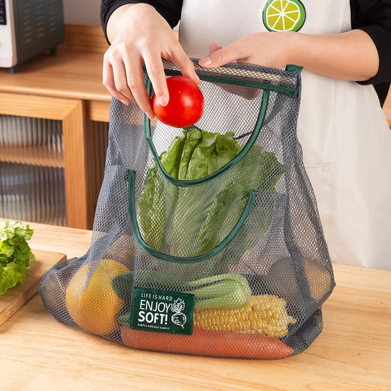 Reusable Kitchen Hanging Mesh Storage Bag – Fruit, Vegetable & Garlic Net Bag