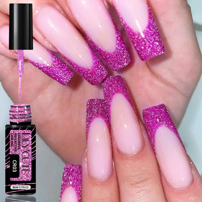 Gold Metallic Gel Nail Polish Liner – Super Bright Mirror French Stripe Nail Art