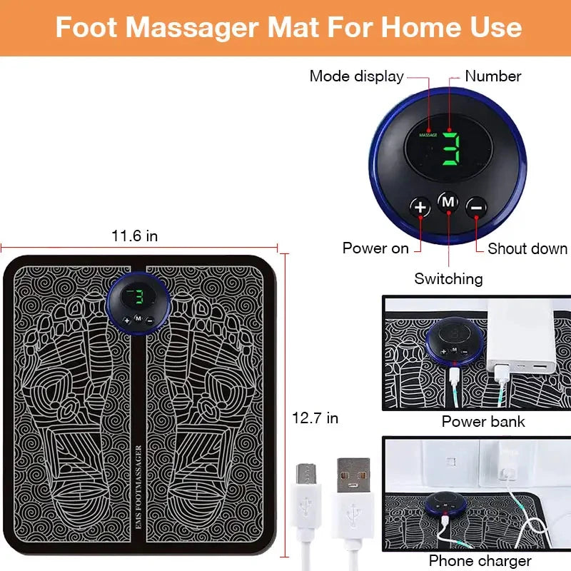 Electric Foot Massager Pad – EMS Muscle Relaxation Trainer for Home & Fitness