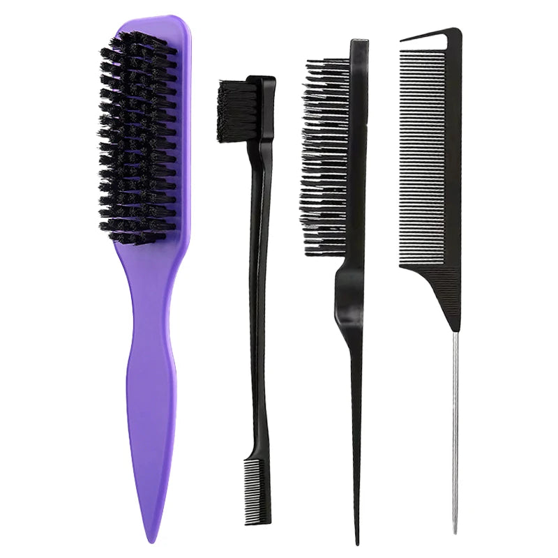 Boar Bristle Slick-Back Hair Brush – Edge Control, Flyaway & Baby Hair Smoother
