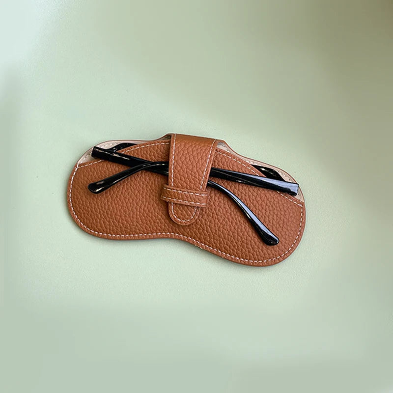 Glasses Case Women Leather Soft Glasses Bag Fashion Portable Sunglasses Box Bag Accessories Solid Eyewear Protector Case Pouch