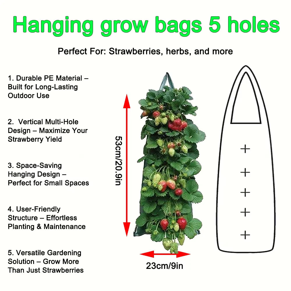 Hanging Grow Bags for Strawberries Tomatoes Hanging Planting Grow Bag Vertical Garden  Strawberry Planter Pot Aeroponic Tower
