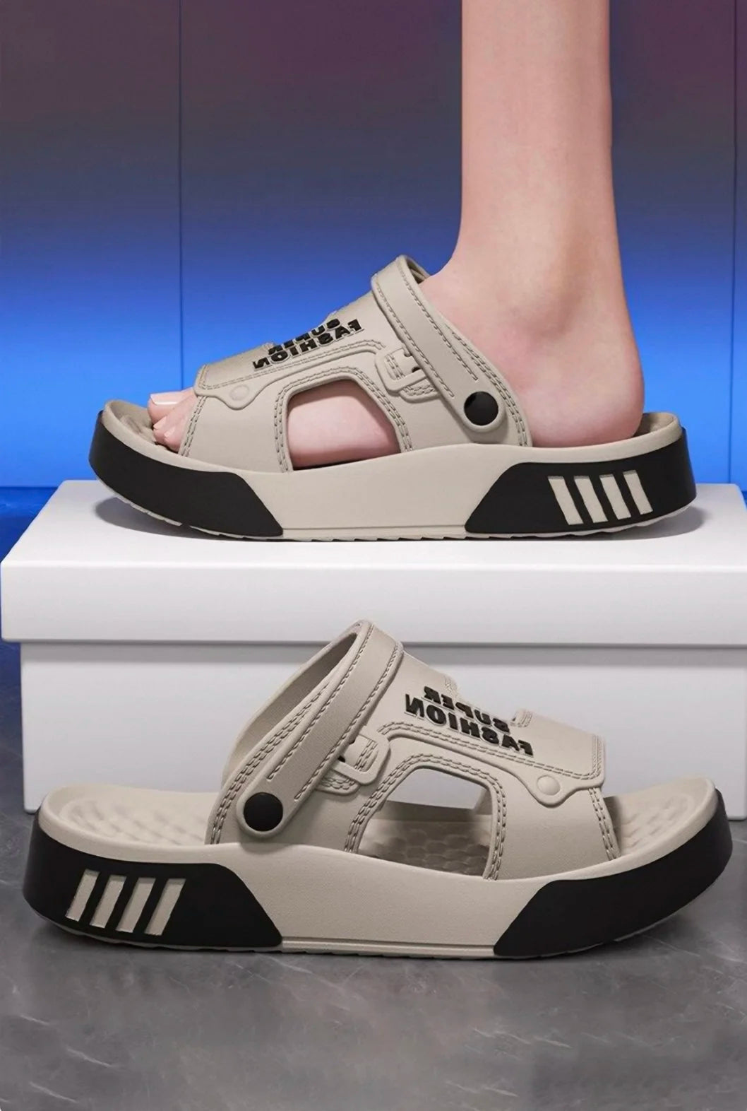 Summer Men’s Sandals EVA Soft-soled Platform Slides Slippers Indoor Outdoor Walking Beach Shoes Flip-Flops Mens Home Shoes