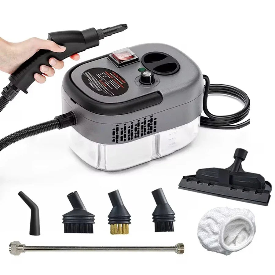 Handheld Pressurized Steam Cleaner – High-Temp Multi-Surface Deep Clean with Brush Heads