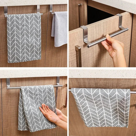 Stainless Steel Cabinet Door Towel Bar – Punch-Free Hanging Holder