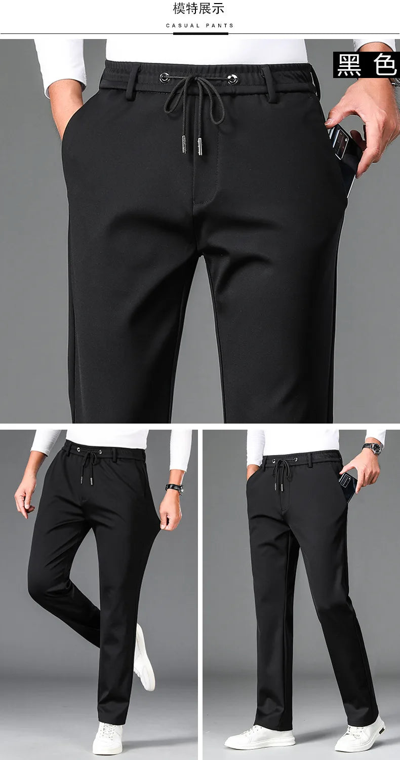 Ice Silk Cool Mens Pants 2024 New Summer Thin Casual Outdoor Quick-drying Sweatpants Male Straight Baggy Casual Men Trousers