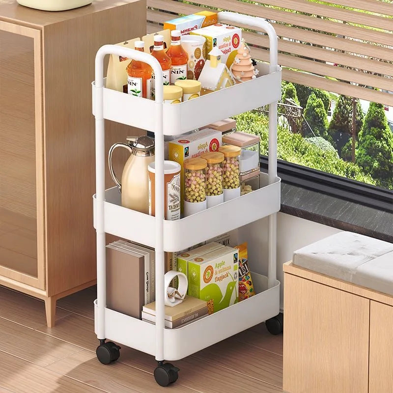 Multi-functional Household Trolley Kitchen Organizer Cart With Wheels Multi-Layer Bathroom Shelves Household Snacks Storage Rack