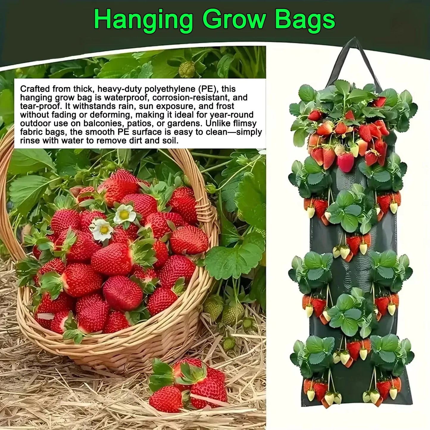 Hanging Grow Bags for Strawberries Tomatoes Hanging Planting Grow Bag Vertical Garden  Strawberry Planter Pot Aeroponic Tower