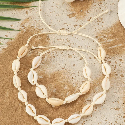Bohemian Shell & Rope Chain Necklace Set – Hawaiian Ocean Collar Jewellery