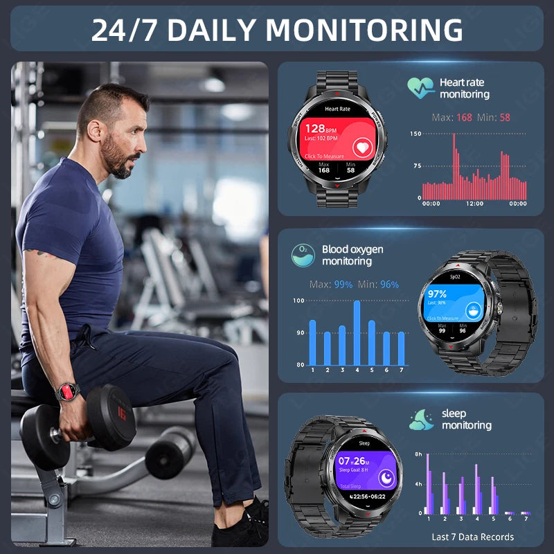 LIGE 1100mAh Battery Smart Watches For Man Outdoor Sport LED Flashlight Compass Men’s Smartwatch Bluetooth Call Men 2026 Watches