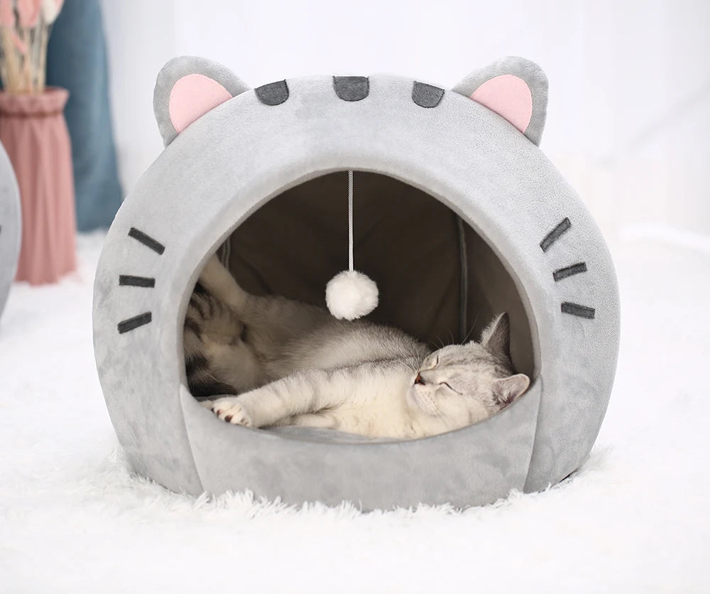 Super Cat Bed Warm Pet House Kitten Cave Cushion Cat House Warm Sleeping Dog Basket Tent Small Dog Mat Supplies Bed For Cats