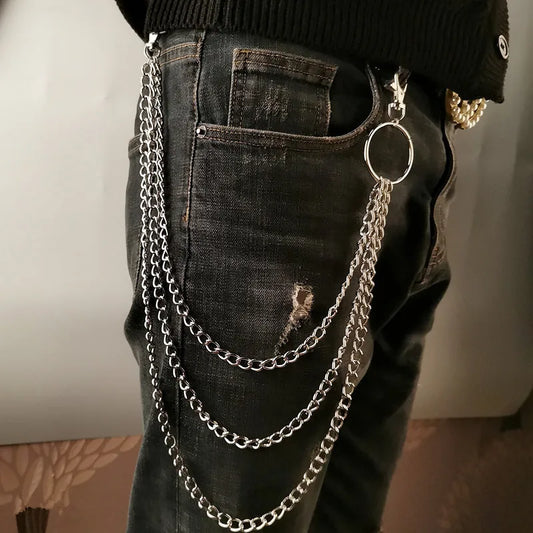 Metal Hip Hop Punk Belt Chain – Rock Wallet Keychain Clip Keyring Pant Waist Link