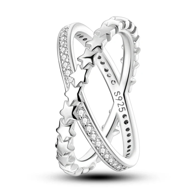 925 Silver Zircon Star Geometric Ring – Romantic Engagement Jewelry