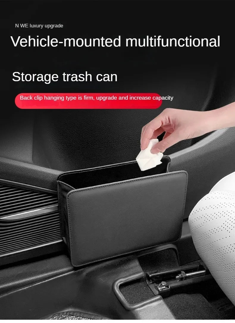 Car Trash Can Car Door Storage Box Foldable Seat Back Hanging Storage Bag Storage Box Car Interior Products