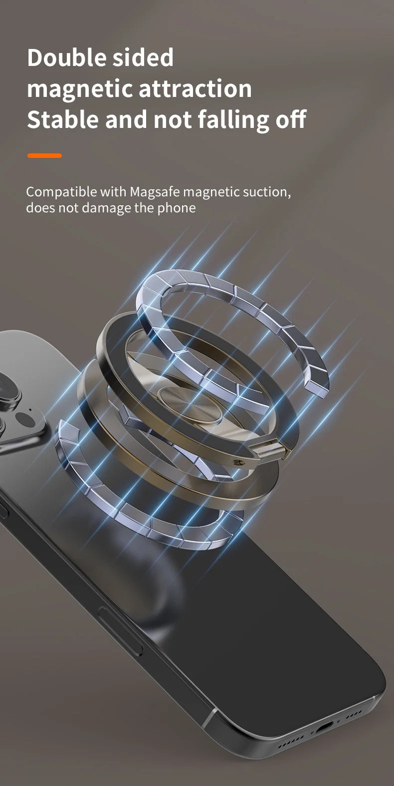 MagSafe Foldable 360° Rotating Phone Holder – Double-Sided Magnetic Grip Stand for iPhone