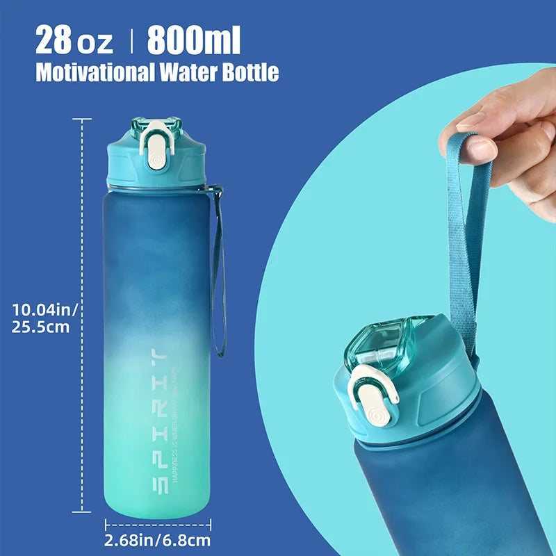 Sports Water Bottle with Time-Tracking Straw – Flip Lid, Leak-Proof, 750ml