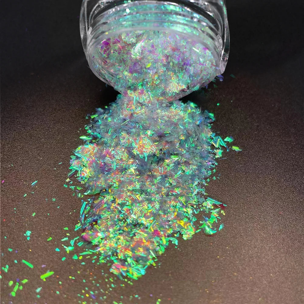 Chrome Mirror Nail Powder – Holographic Laser Silver & Gold Glitter Pigment