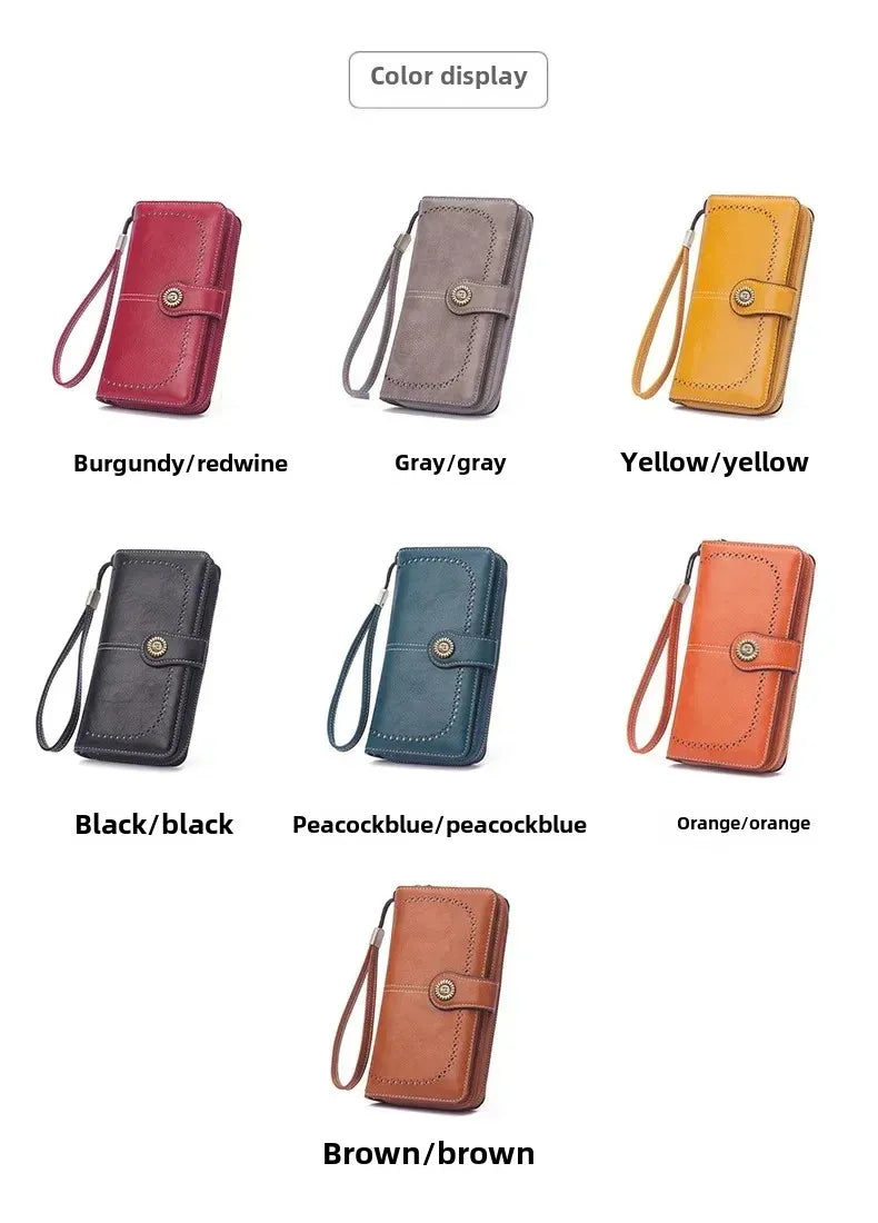 High Quality Women Wallet  Anti-theft Leather Wallets For Woman Long Zipper Large Ladies Clutch Bag Female Purse Card Holder