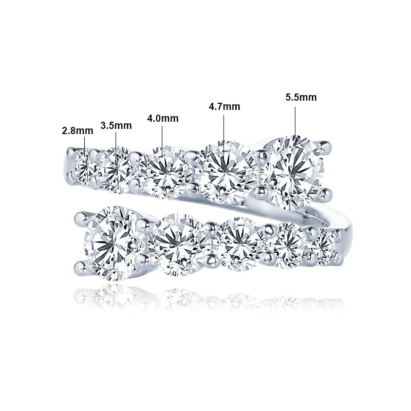 OXTAO Luxury Anniversary Moissanite Twist Shank Ring 3.26cttw 10 Stones Finger Rings Engagement Wedding 14K Gold Filled Jewelry