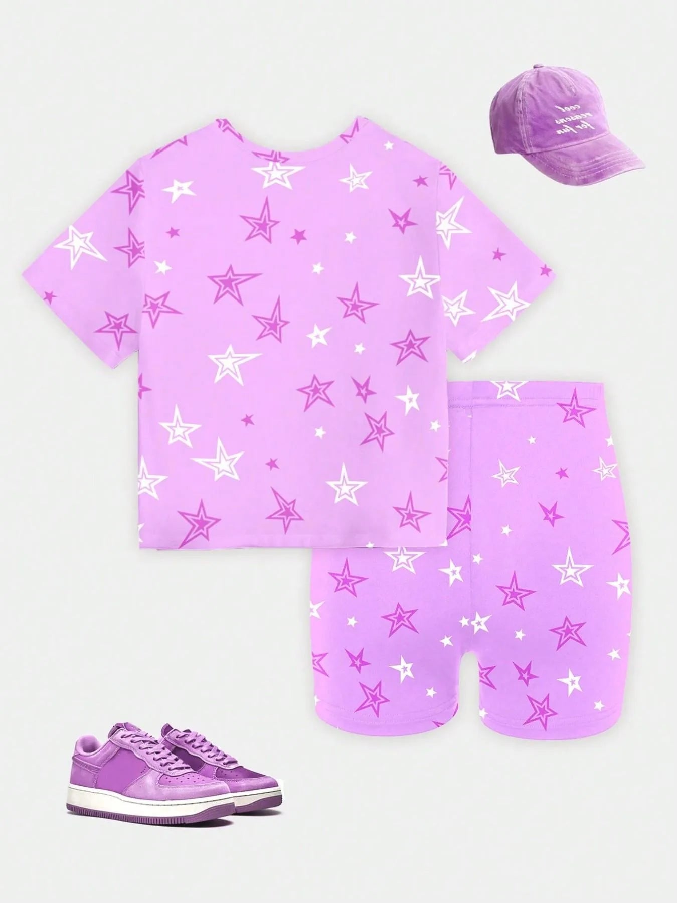 Kids Girls 2-Piece K-POP Star Print Short Sleeve T-Shirt & Biker Shorts Set Casual Streetwear Summer Daily Loungewear Outfit