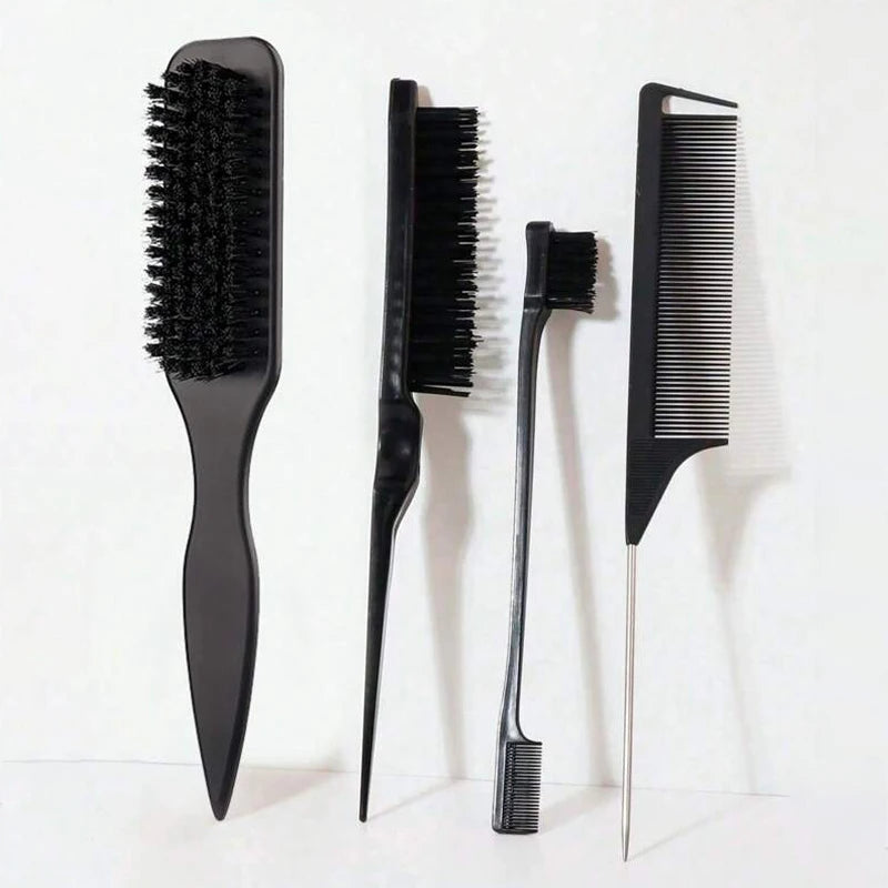 Boar Bristle Slick-Back Hair Brush – Edge Control, Flyaway & Baby Hair Smoother