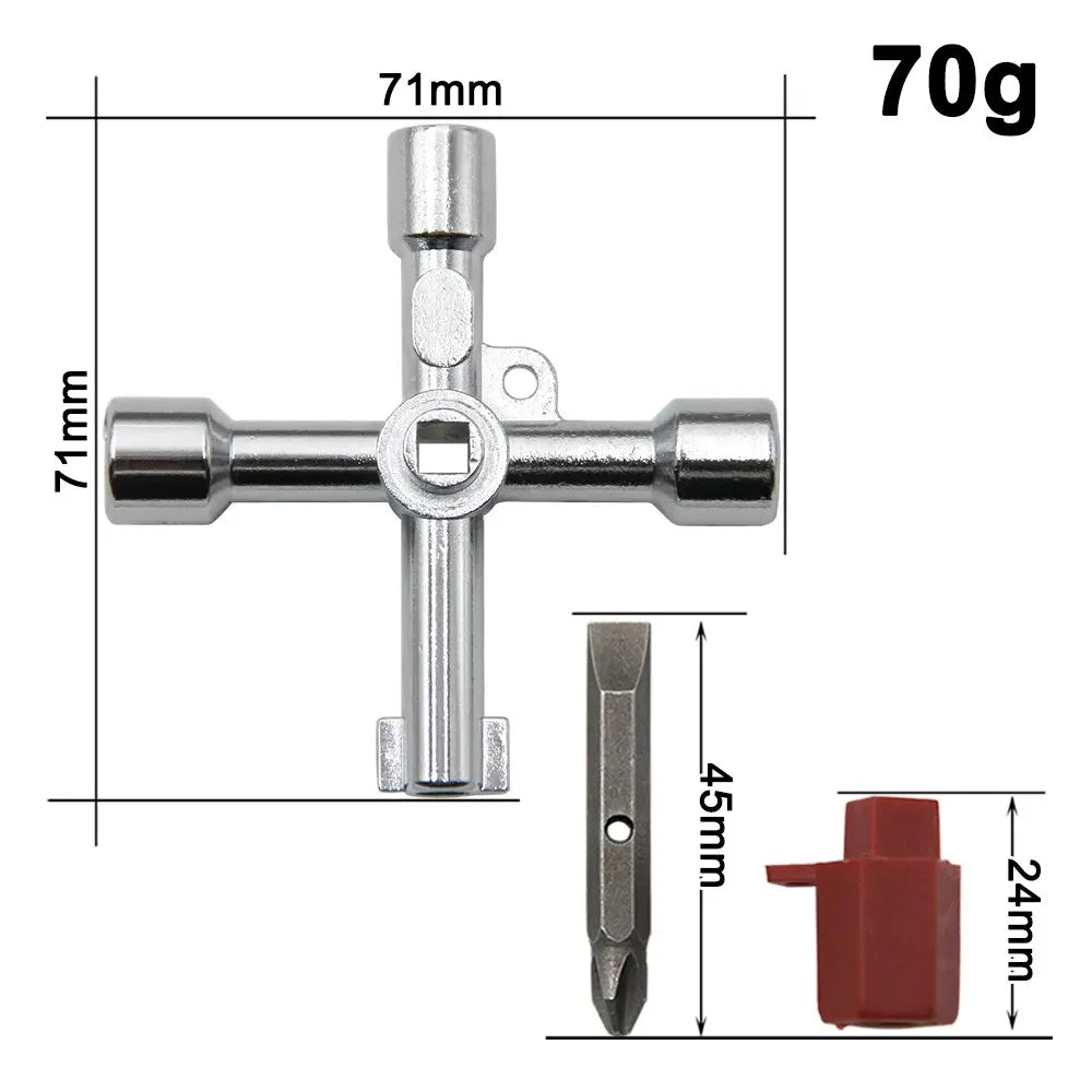 4-in-1 Key Wrench Screwdriver Tool Set – Triangle, Quadrangle & Electrical Cabinet