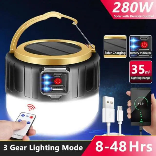 LED Camping Light USB Rechargeable Bulb High Power Outdoor Tent Lamp Portable Lantern Emergency Lighting Lights For BBQ Hiking