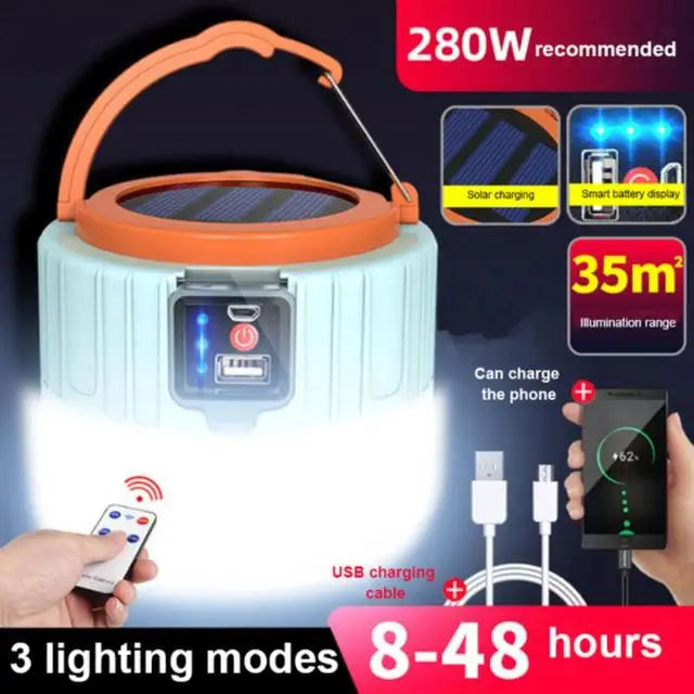 LED Camping Light USB Rechargeable Bulb High Power Outdoor Tent Lamp Portable Lantern Emergency Lighting Lights For BBQ Hiking