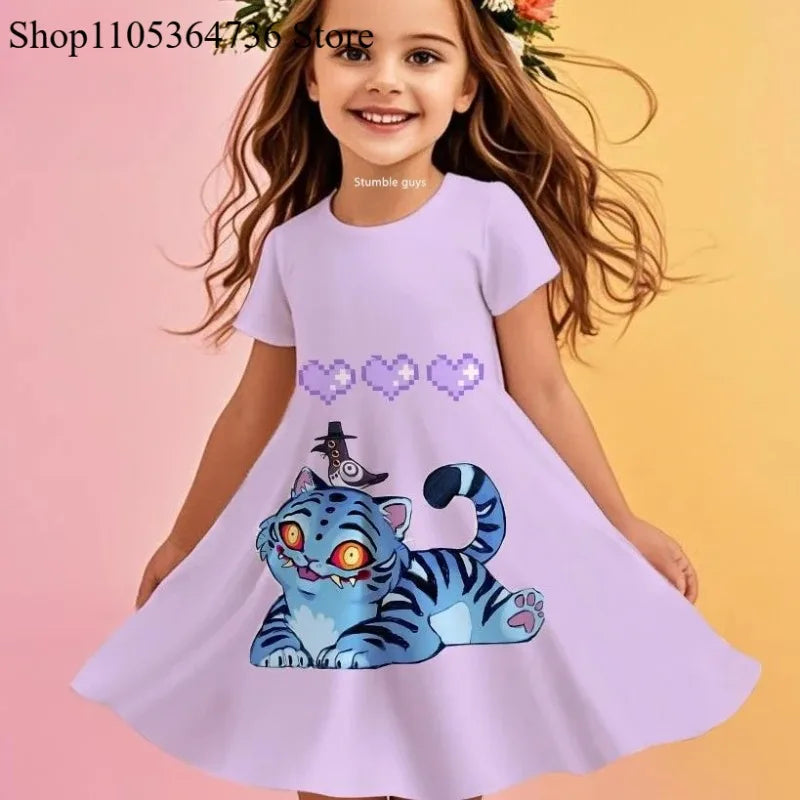 Kpop Demon Hunters Girls Toddler Dress Summer Kids Cartoon Anime Princess Beach Outfit Casual Nightgown