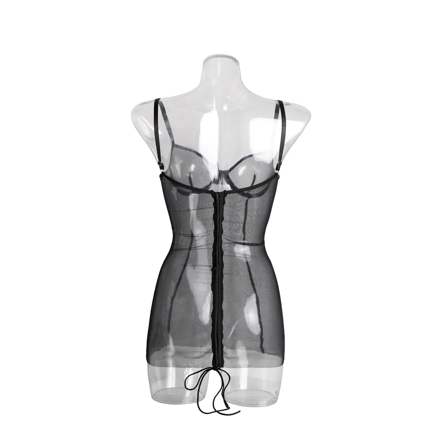 Sexy Transparent Mesh Dress Erotic Sleevelss Underwear Female Summer Halter Evening Party Nightclub Tight Wrap Hip Dresses Women
