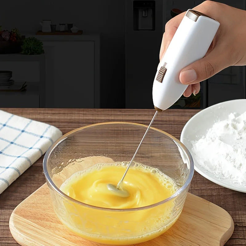 Handheld Electric Milk Frother & Egg Beater – Battery Powered Kitchen Whisk