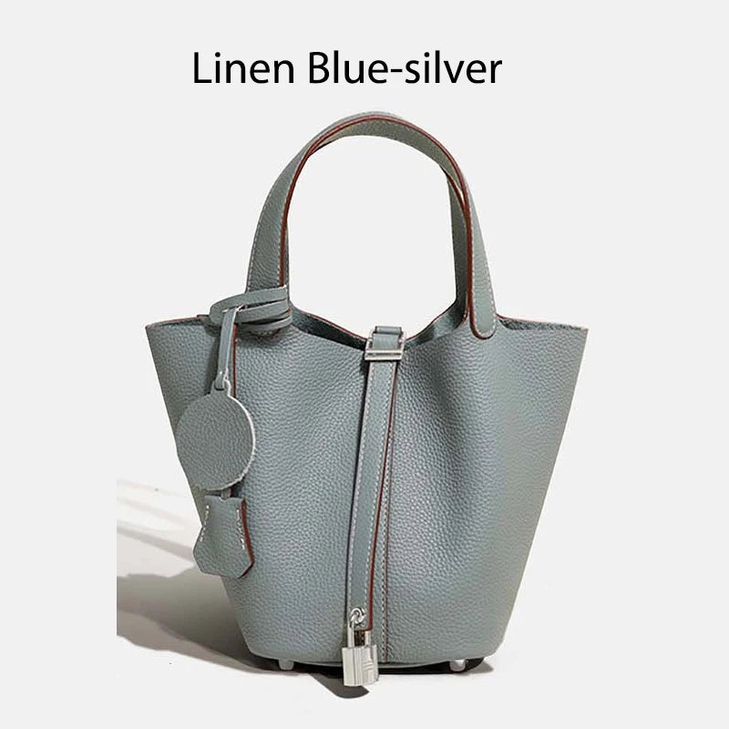 MENDY Genuine Leather Bucket Bag – Premium Large Tote Handbag for Women