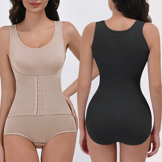Double-Breasted Tummy Control Bodysuit – Postpartum Slimming Waist Trainer Corset