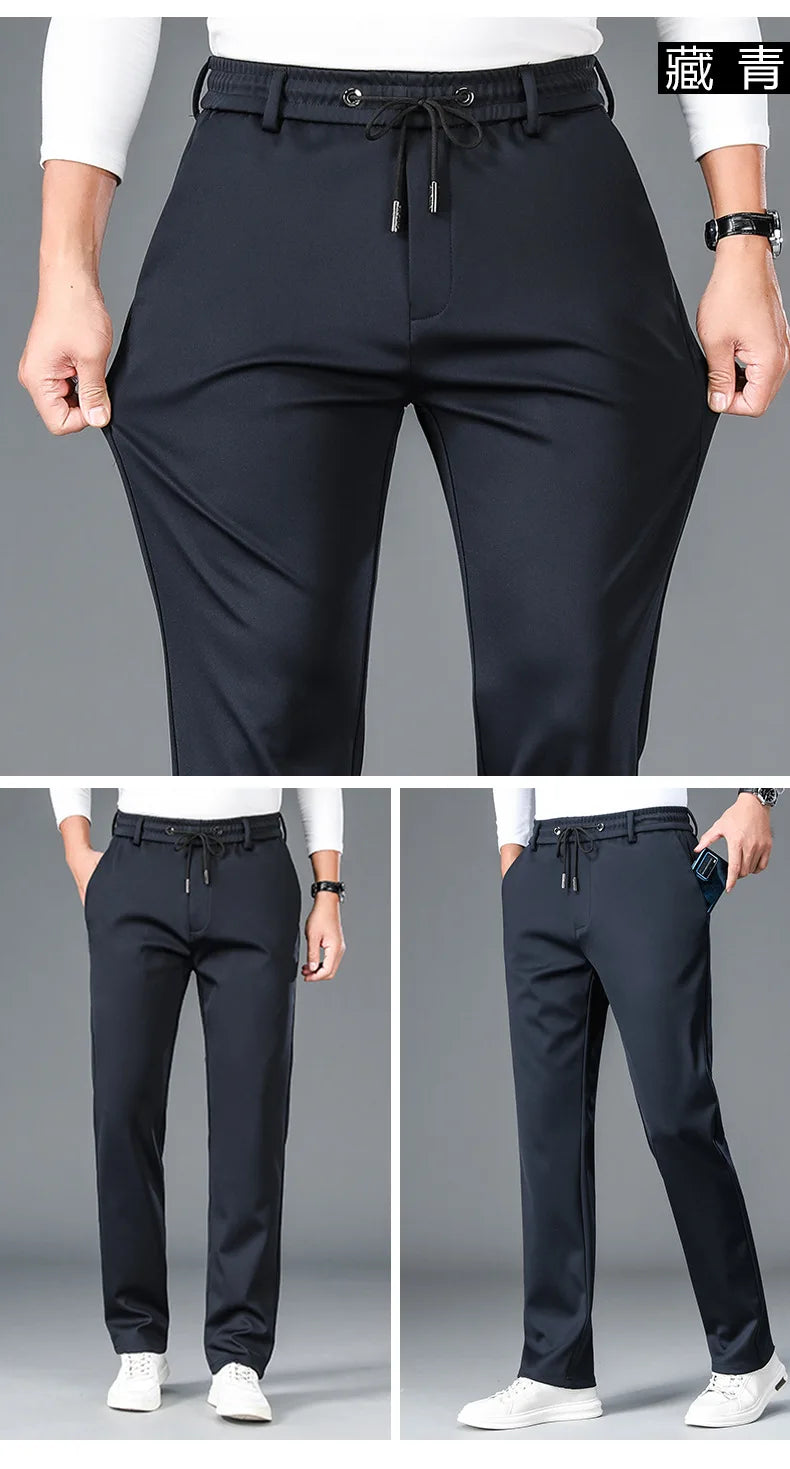 Ice Silk Cool Mens Pants 2024 New Summer Thin Casual Outdoor Quick-drying Sweatpants Male Straight Baggy Casual Men Trousers