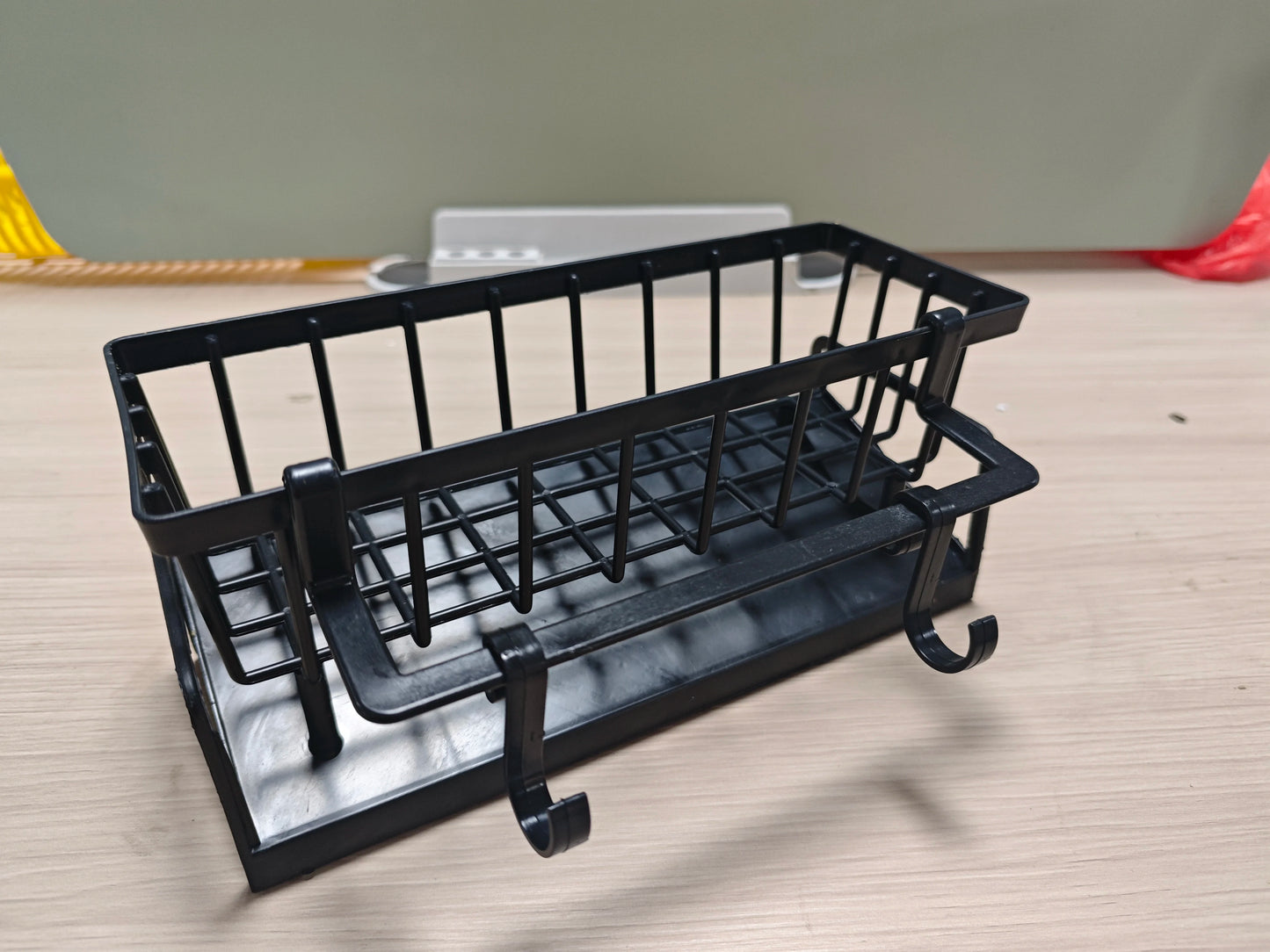 No-Punch Adhesive Kitchen Shelf & Sink Drain Rack – Spice Rack with Hooks