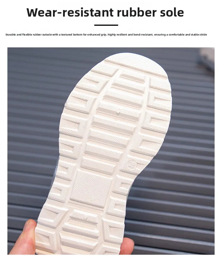 2026 New Spring Fall Sport Shoes for Boys Fashion Patchwork Stripes Dad Sneakers for Girls Black Khaki Gray Kids Trainers